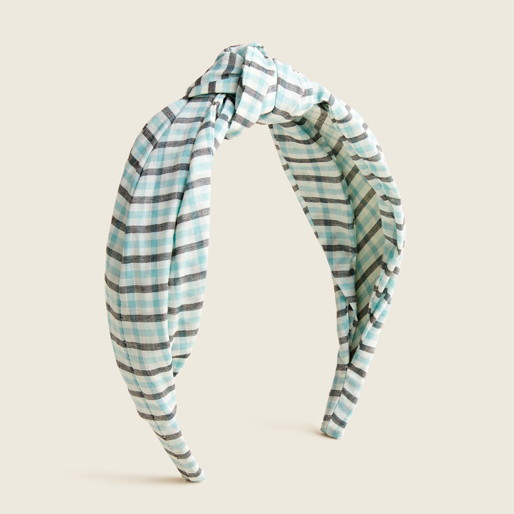 Knot Headband In Plaid Cotton Voile For Women | J.Crew display picture 2