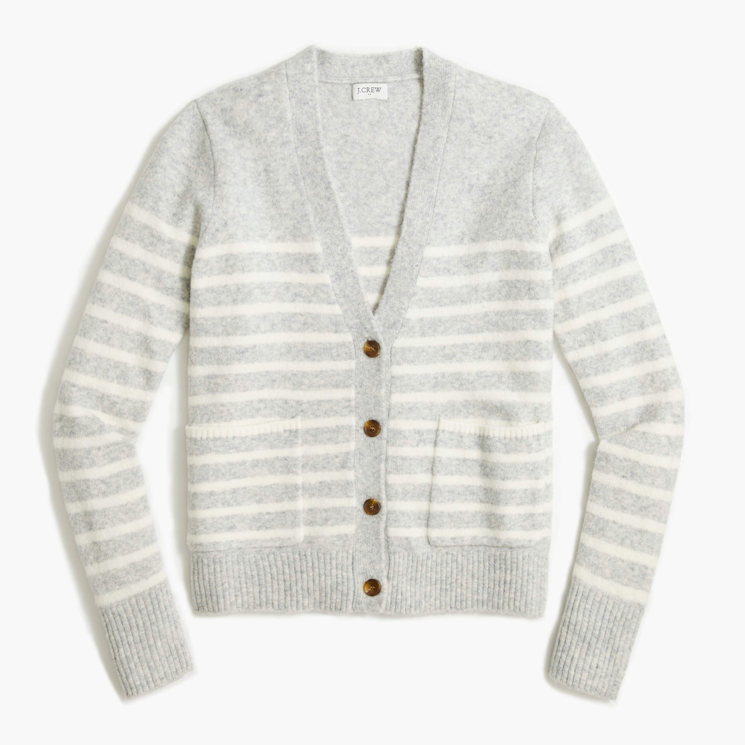striped v-neck cardigan sweater in extra-soft yarn for women