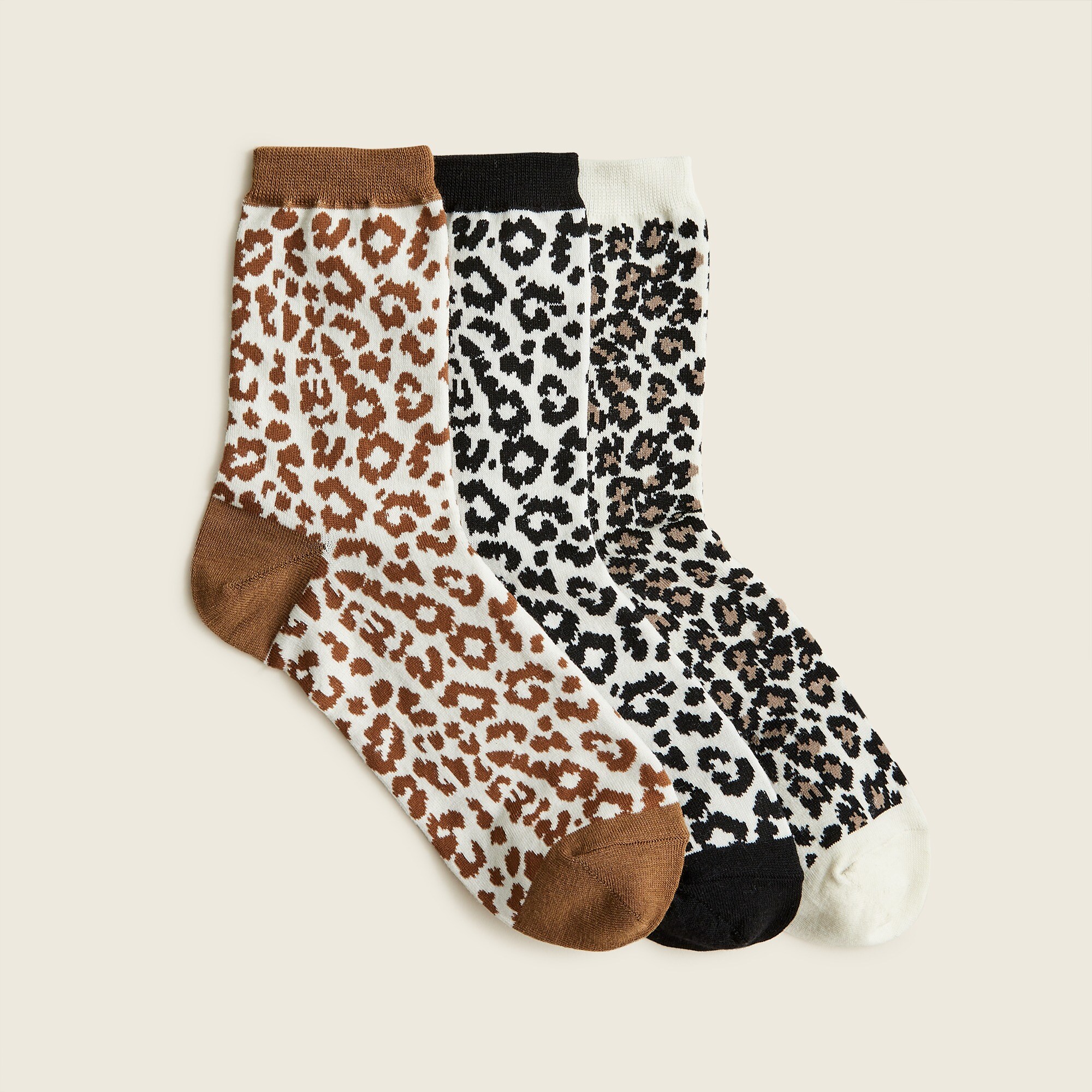 Bootie socks three-pack in leopard print