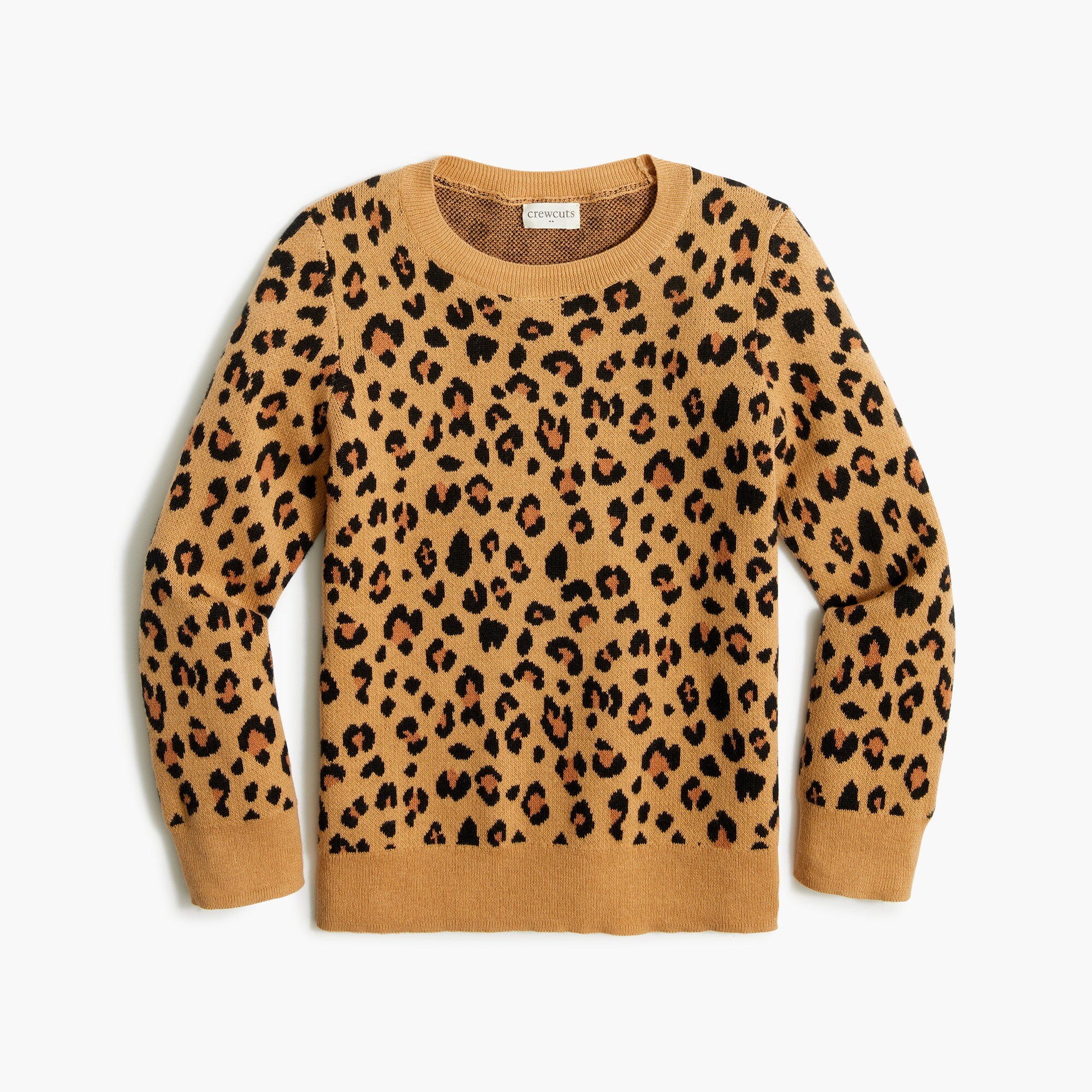 Girls' leopard cotton sweater