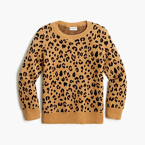 girls Girls' leopard cotton sweater