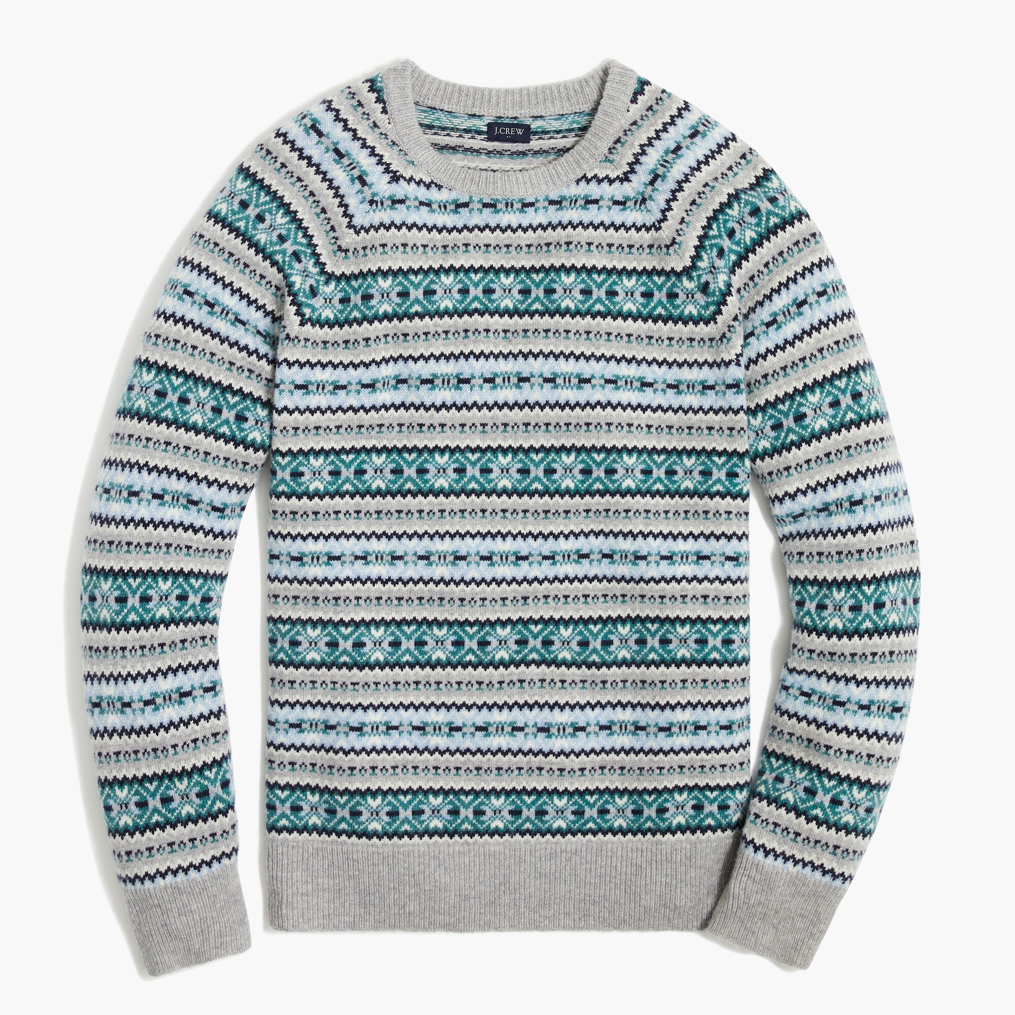 lambswool-blend fair isle crewneck sweater for men