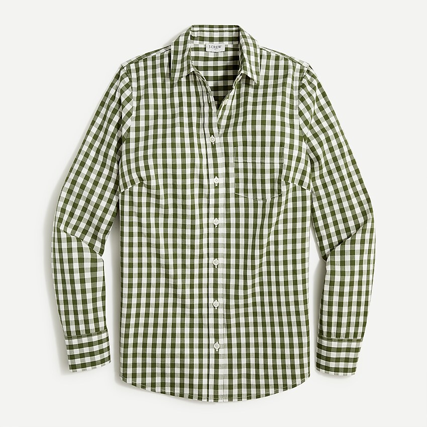 factory: gingham cotton poplin shirt in signature fit for women, right side, view zoomed