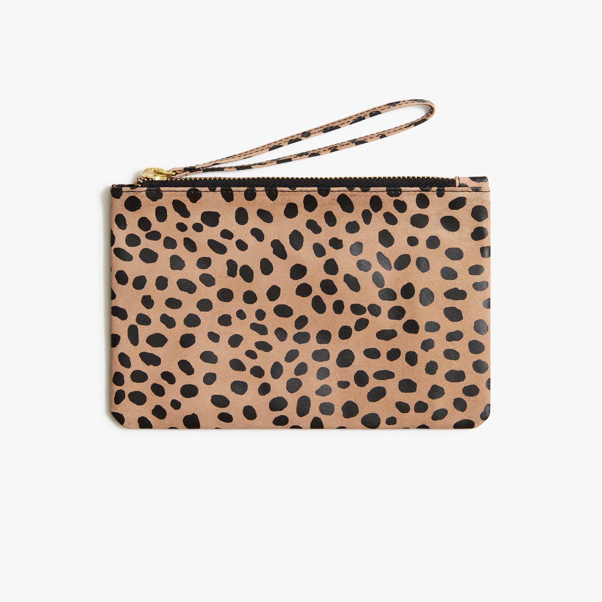Printed leather wristlet