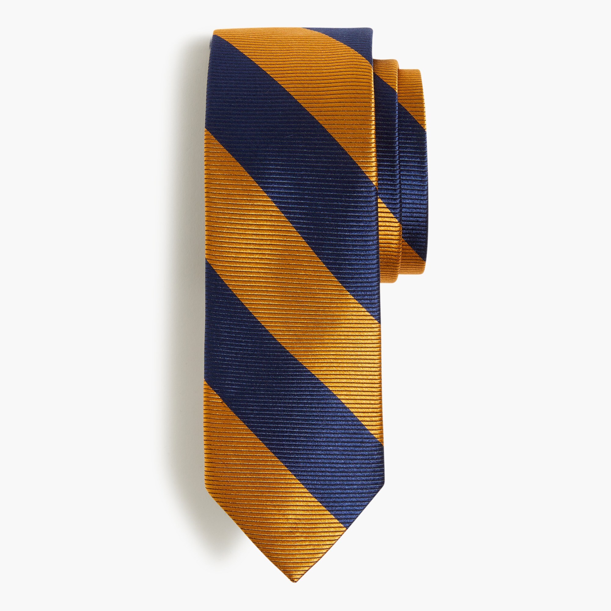 Navy and gold striped silk tie