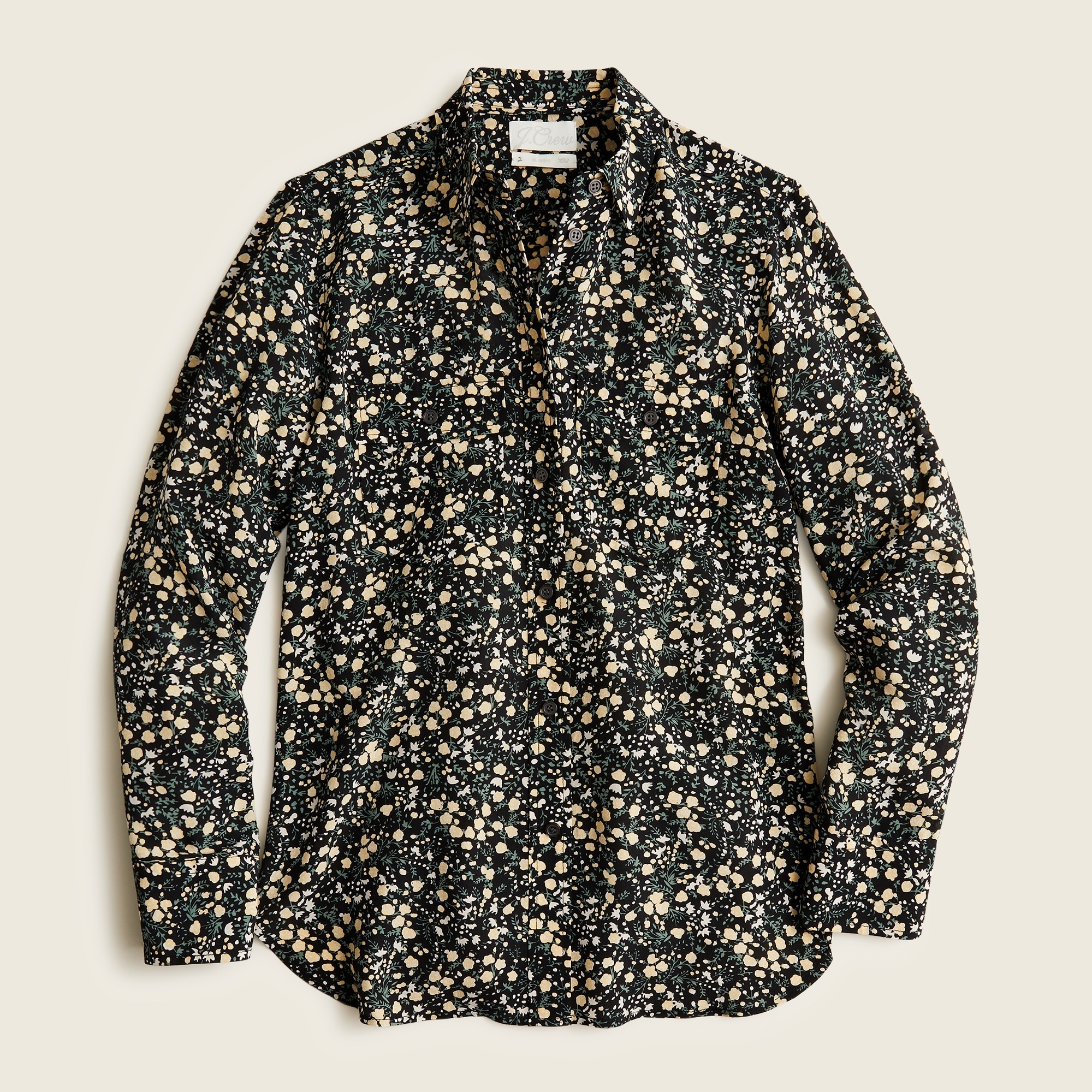 J.Crew: Classic-fit Silk Shirt In Fall Garden Floral For Women J.Crew: Classic-fit Silk Shirt In Fall Garden Floral For Women