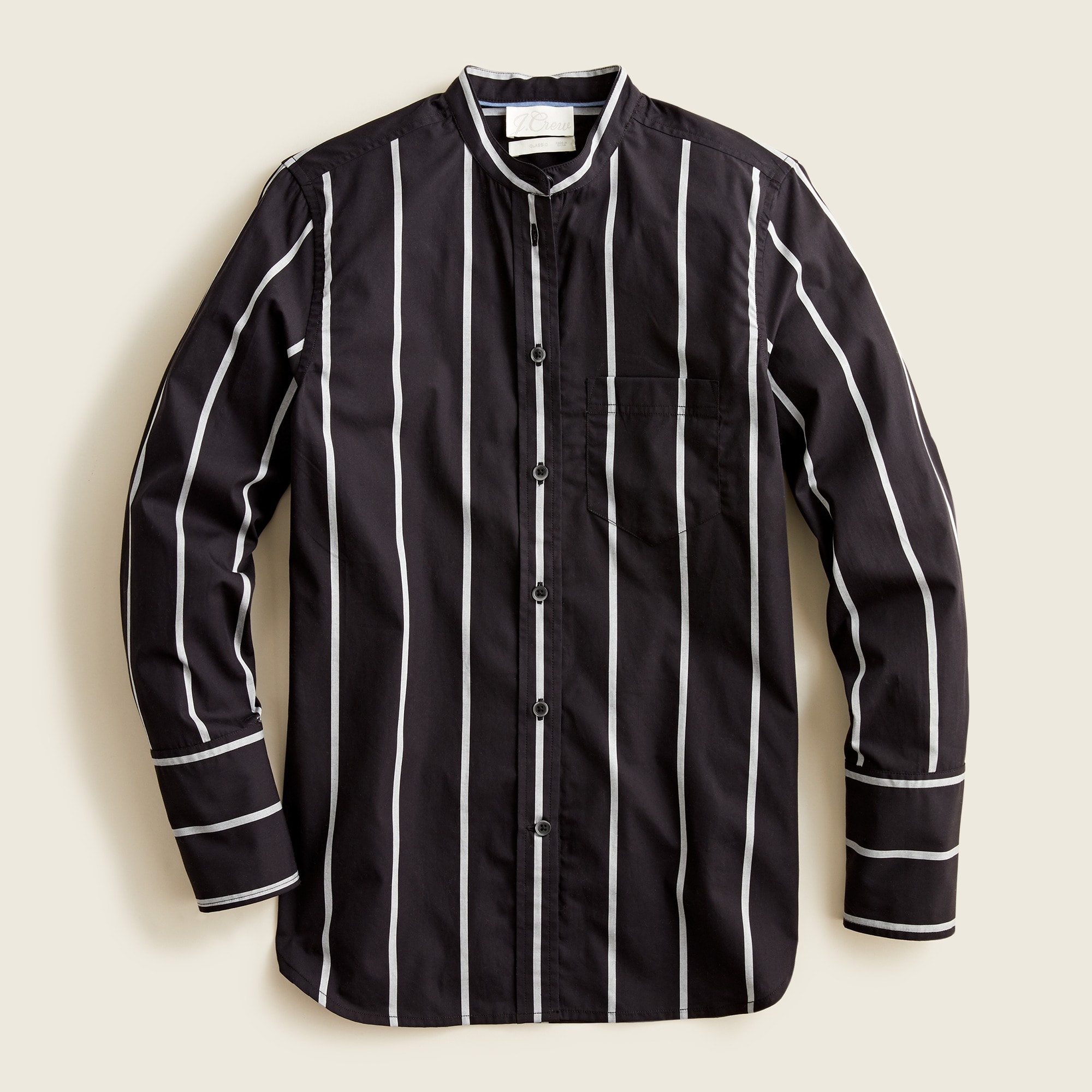 Classic-fit Collarless Shirt In Stripe For Women | J.Crew