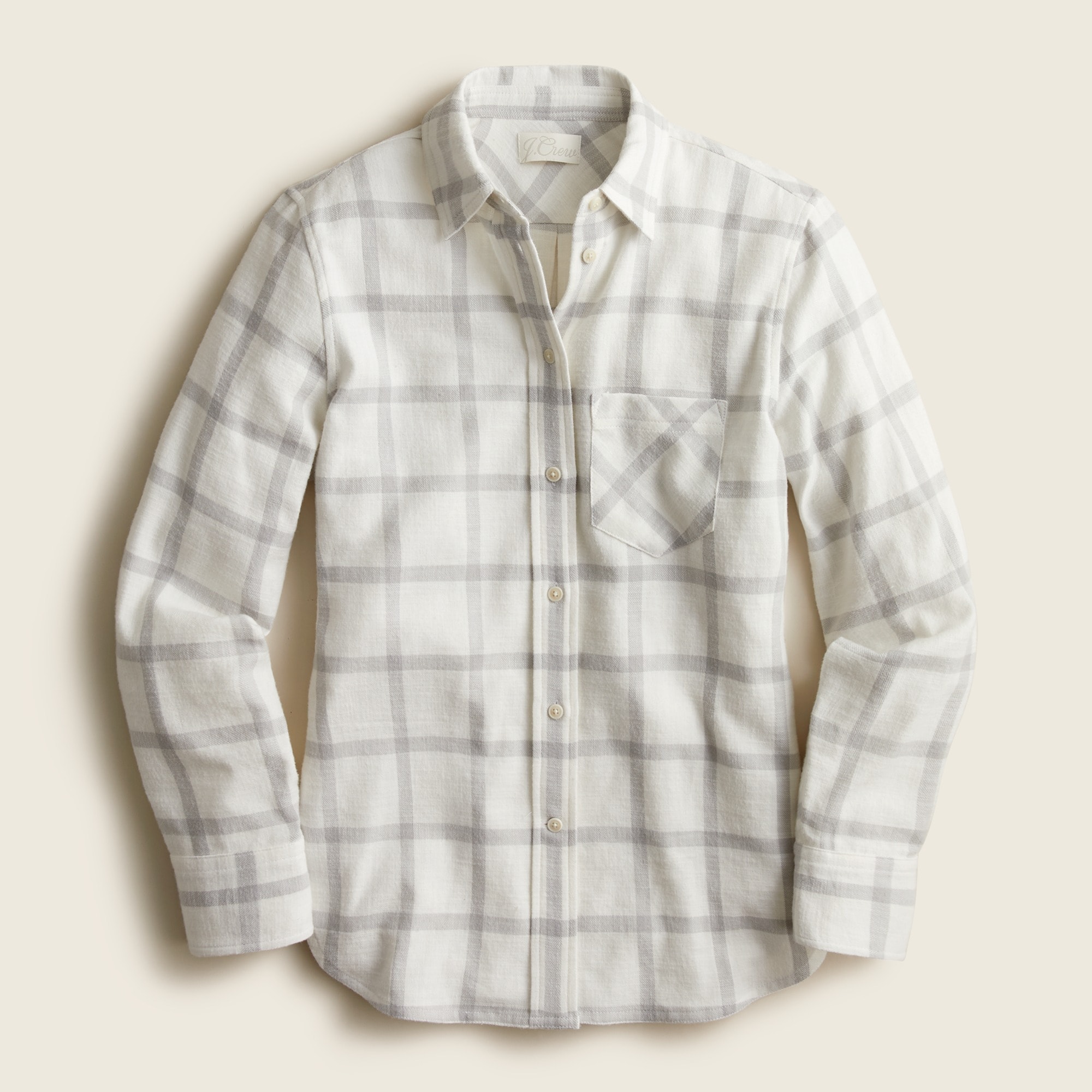 Classic-fit Shirt In Windowpane Plaid Flannel For Women | J.Crew