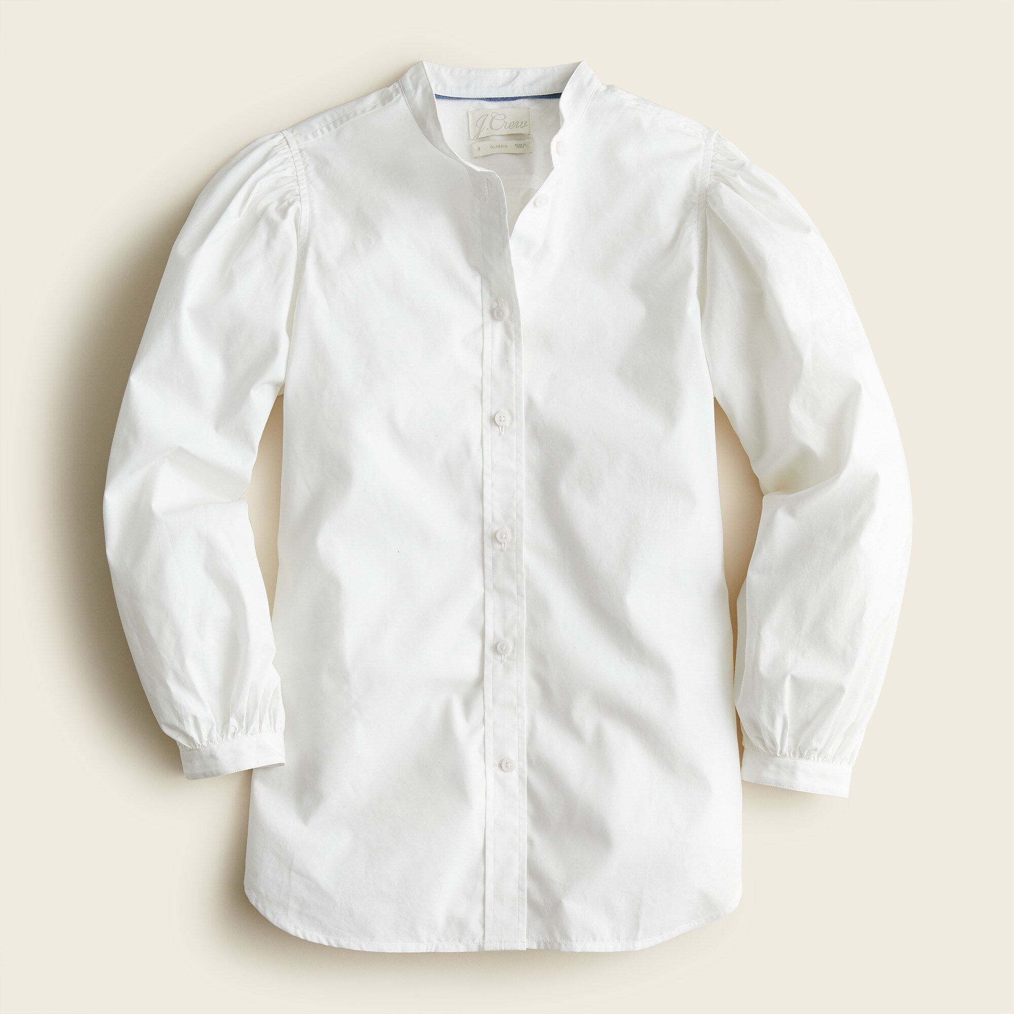 Classic-fit Collarless Puff-sleeve Shirt For Women | J.Crew