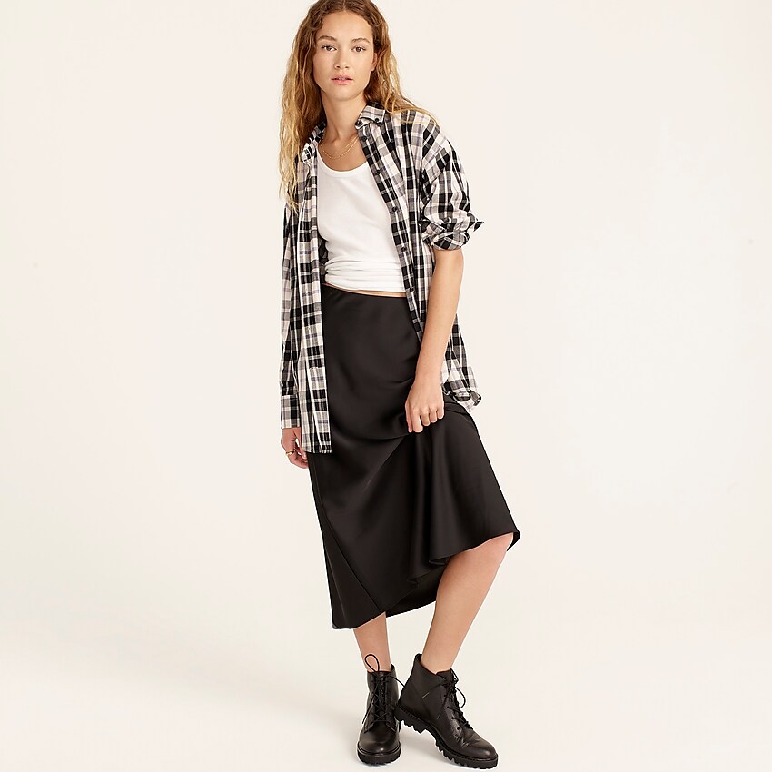 j.crew: relaxed-fit featherweight flannel shirt in friday plaid for women, right side, view zoomed