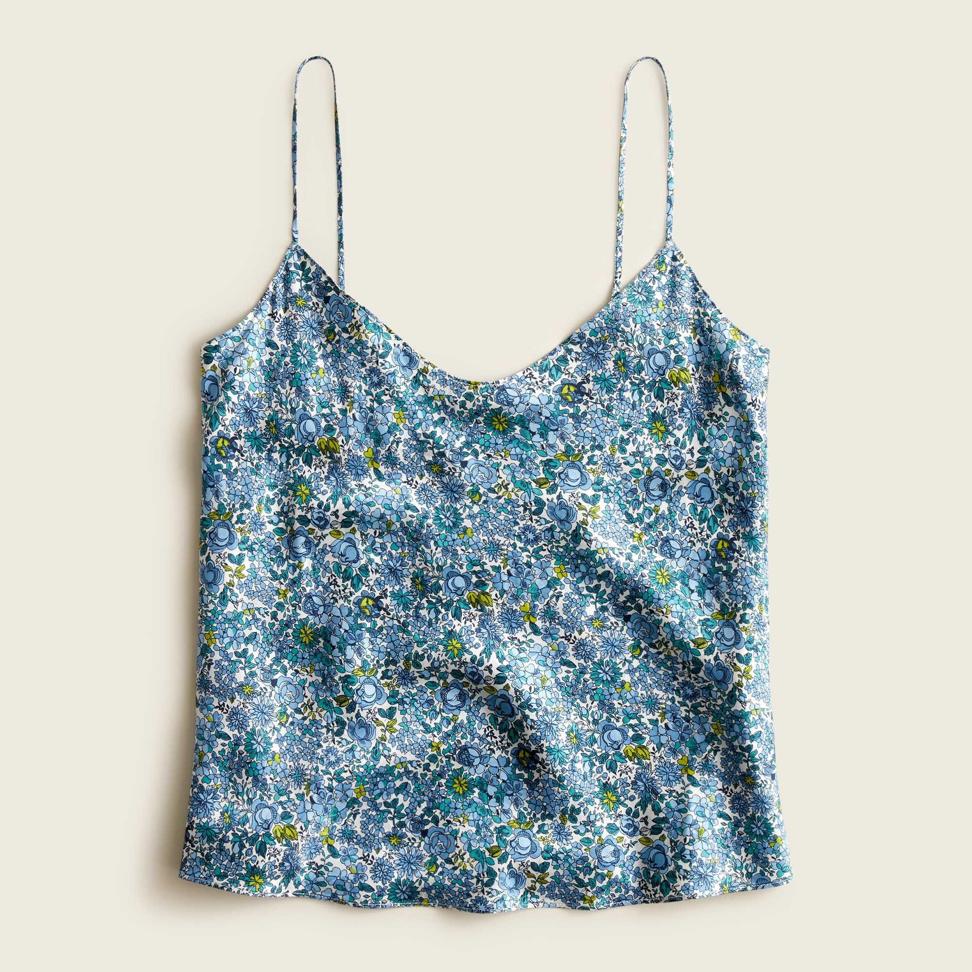 Washable silk charmeuse camisole top in blooming floral