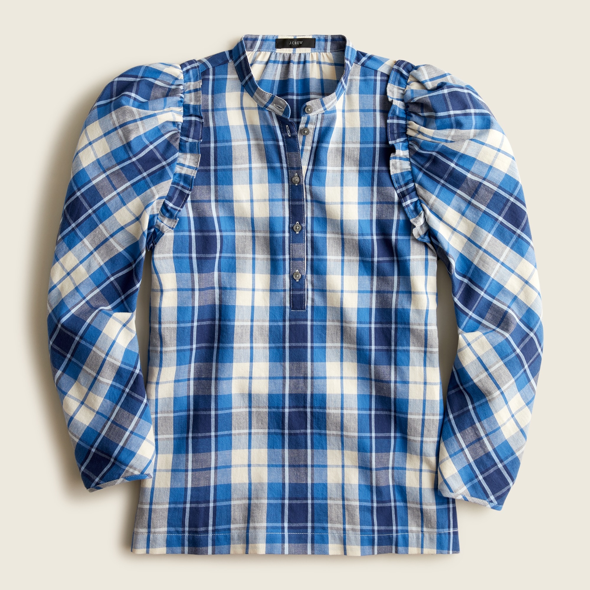 J.Crew Puff sleeve Top In Valley Plaid Flannel For Women
