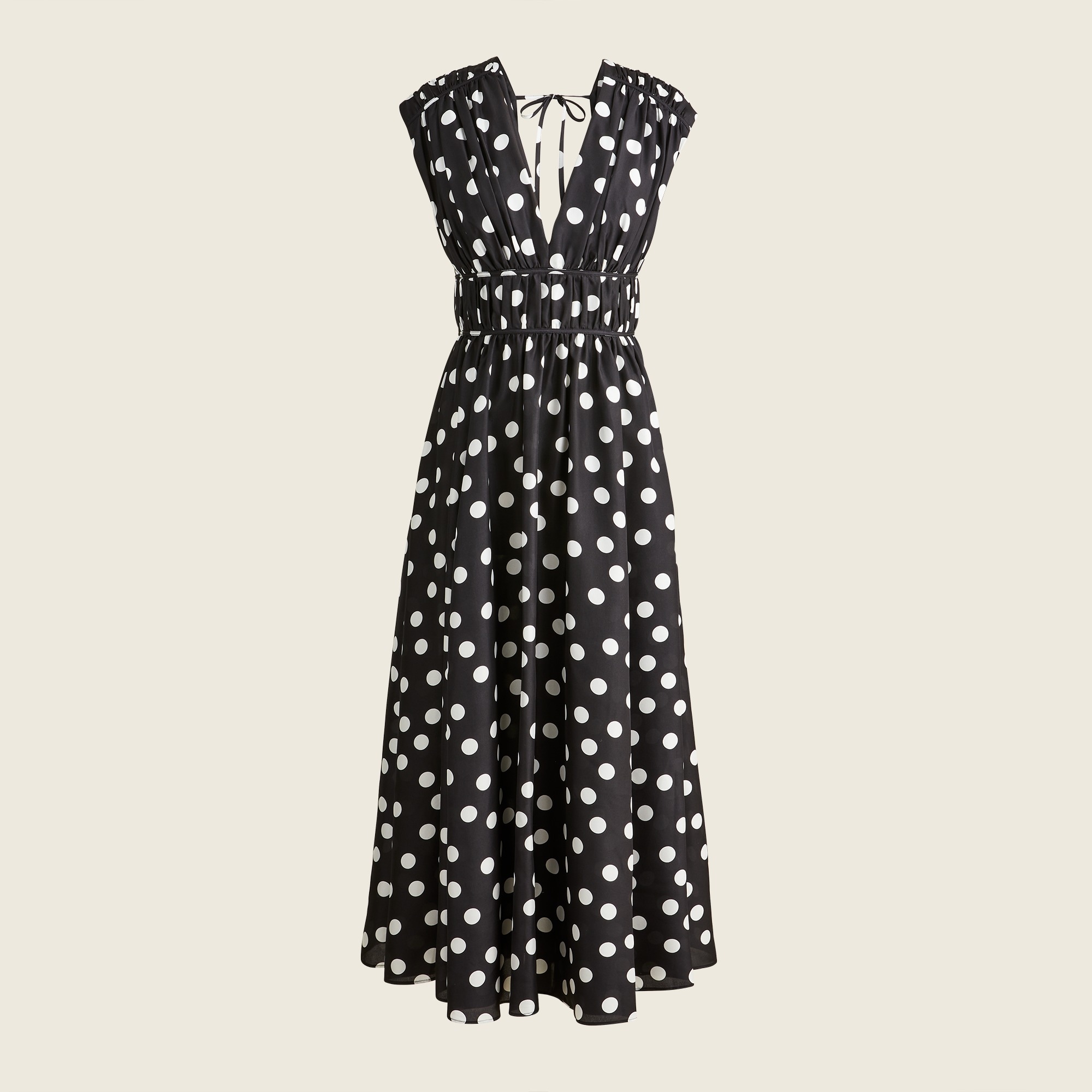 J.Crew Gathered Silk Midi Dress In Polka Dot For Women