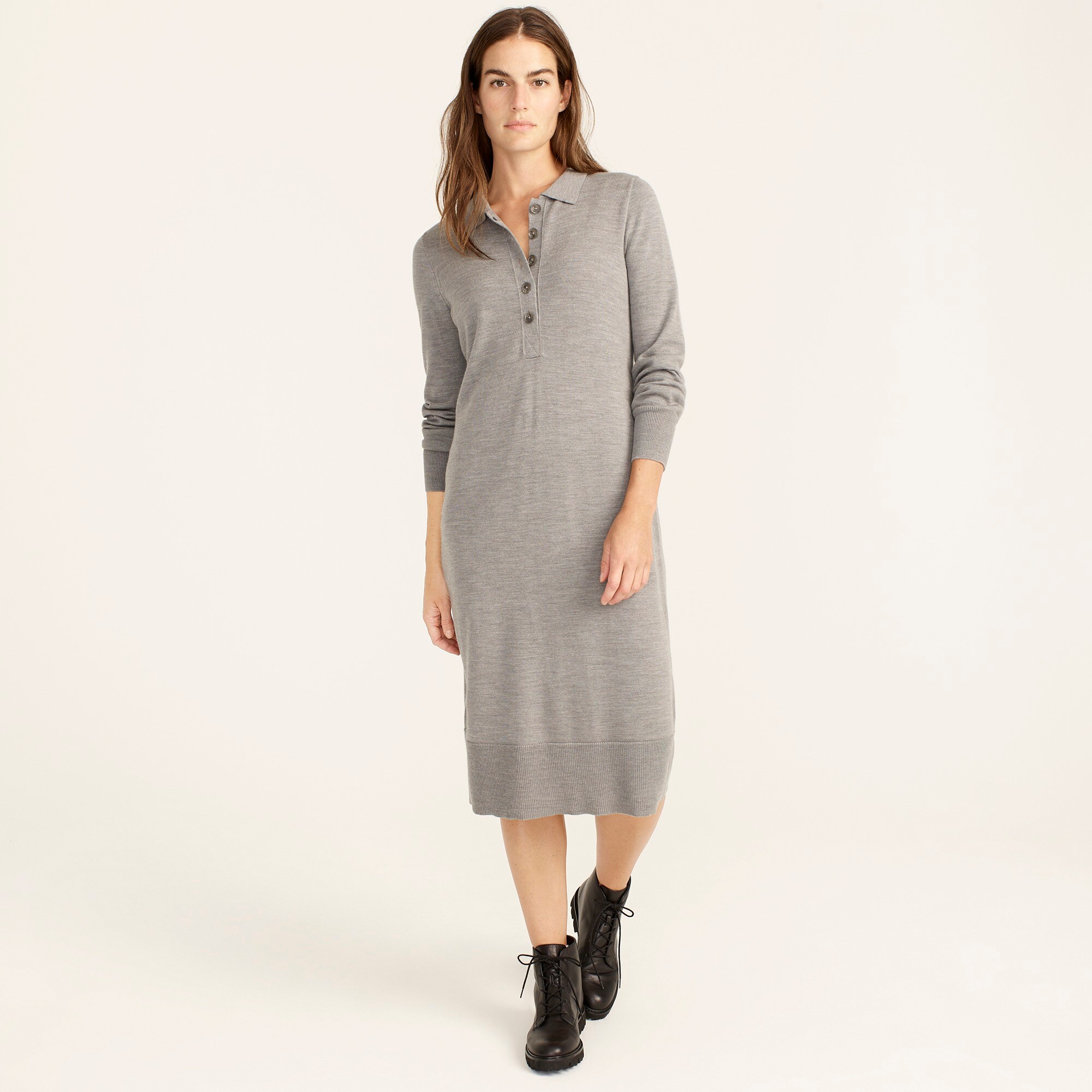 Collared merino wool sweater-dress