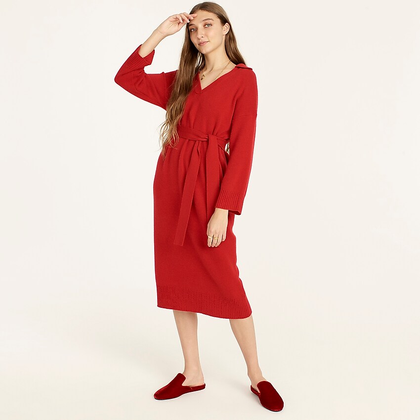 j.crew: cashmere collared sweater-dress for women, right side, view zoomed