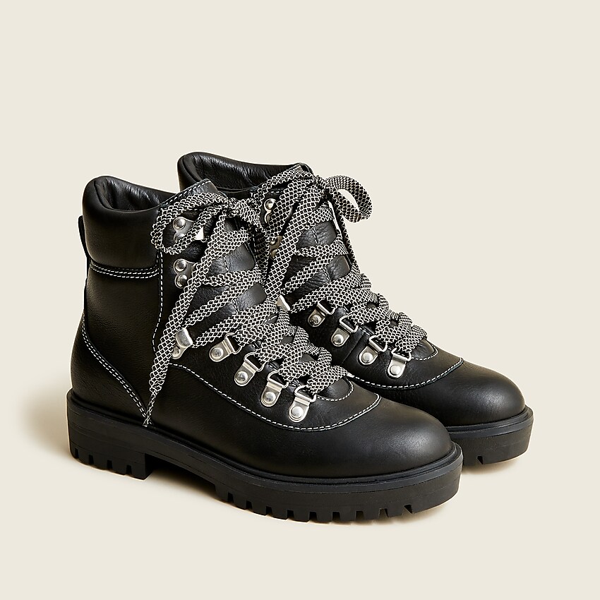 j.crew: lightweight leather nordic boots for women, right side, view zoomed