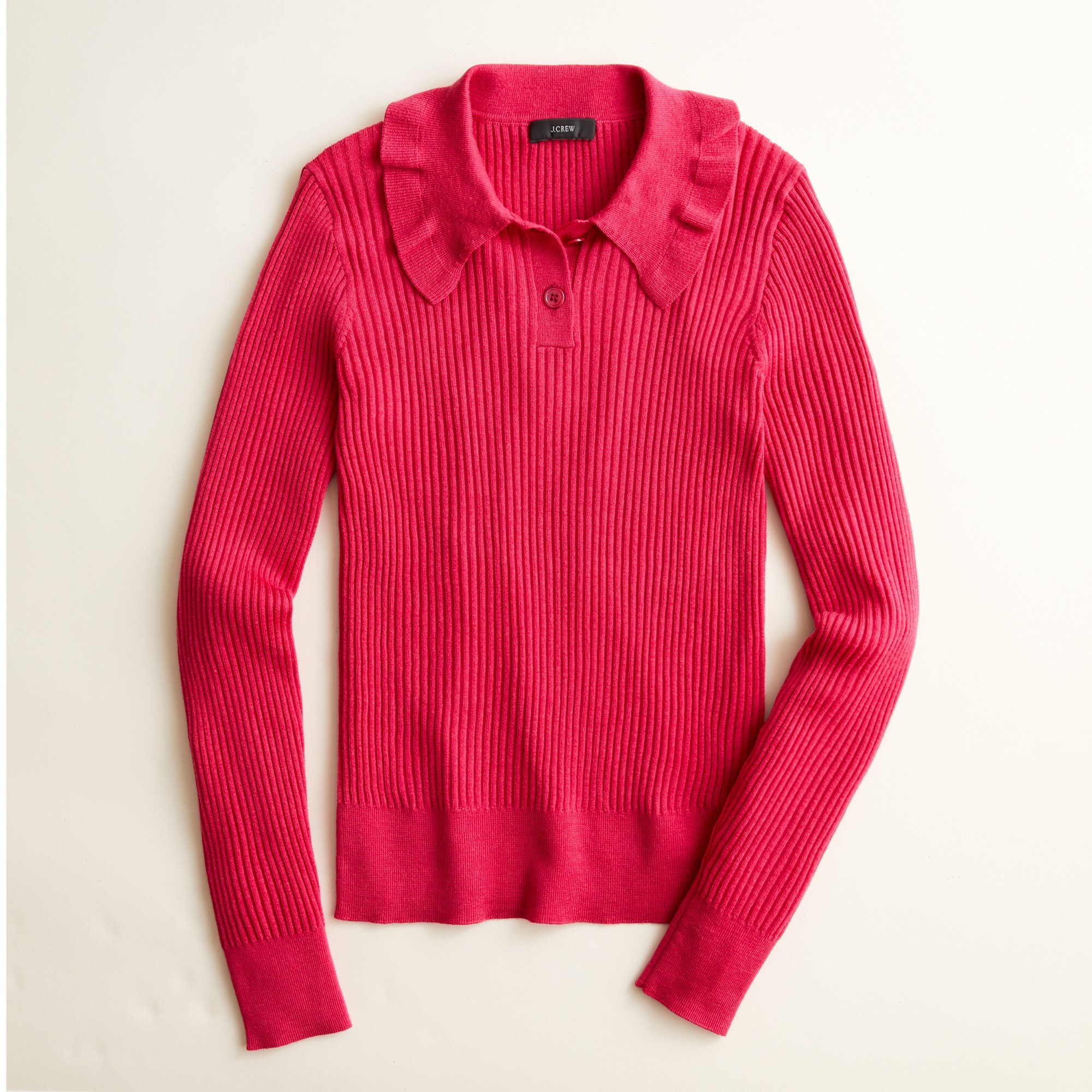 J.Crew Ruffle collar Ribbed Merino Wool Sweater For Women