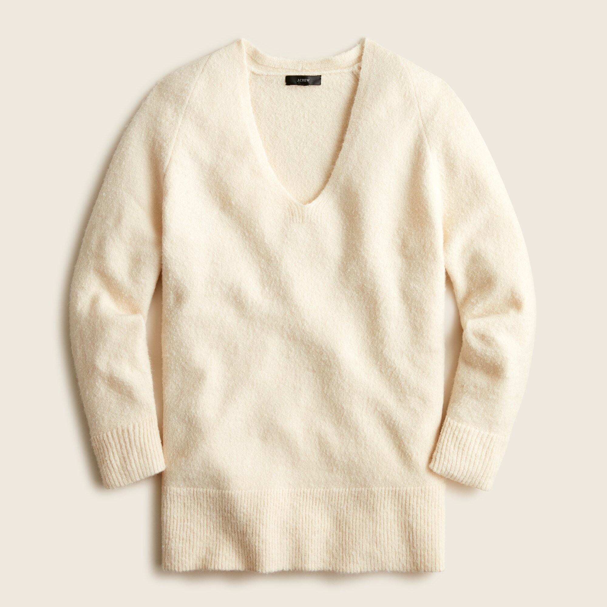 Stretch-wool V-neck tunic sweater