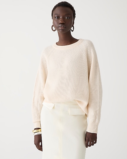 j.crew: ribbed cashmere oversized crewneck sweater for women