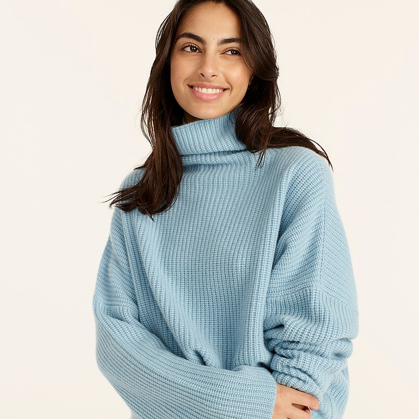 j.crew: cashmere relaxed turtleneck sweater for women, right side, view zoomed