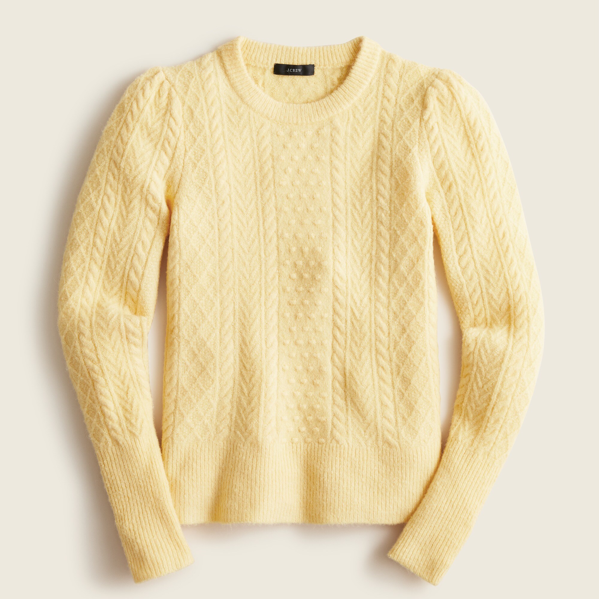J.Crew: Stretch Wool Cable-knit Crewneck Sweater For Women