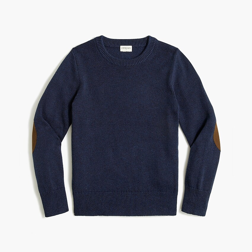 factory: boys' elbow-patch crewneck sweater for boys, right side, view zoomed