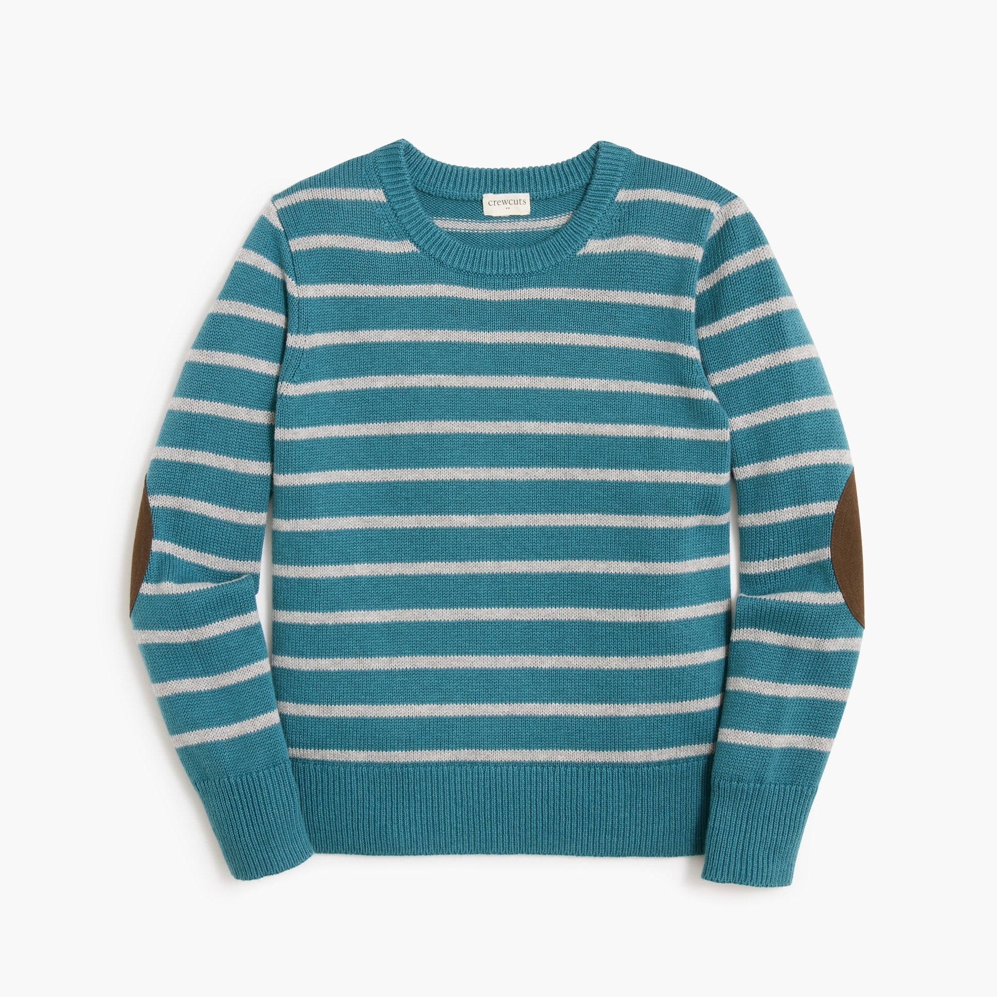 Factory: Boys' Striped Elbow-patch Crewneck Sweater For Boys