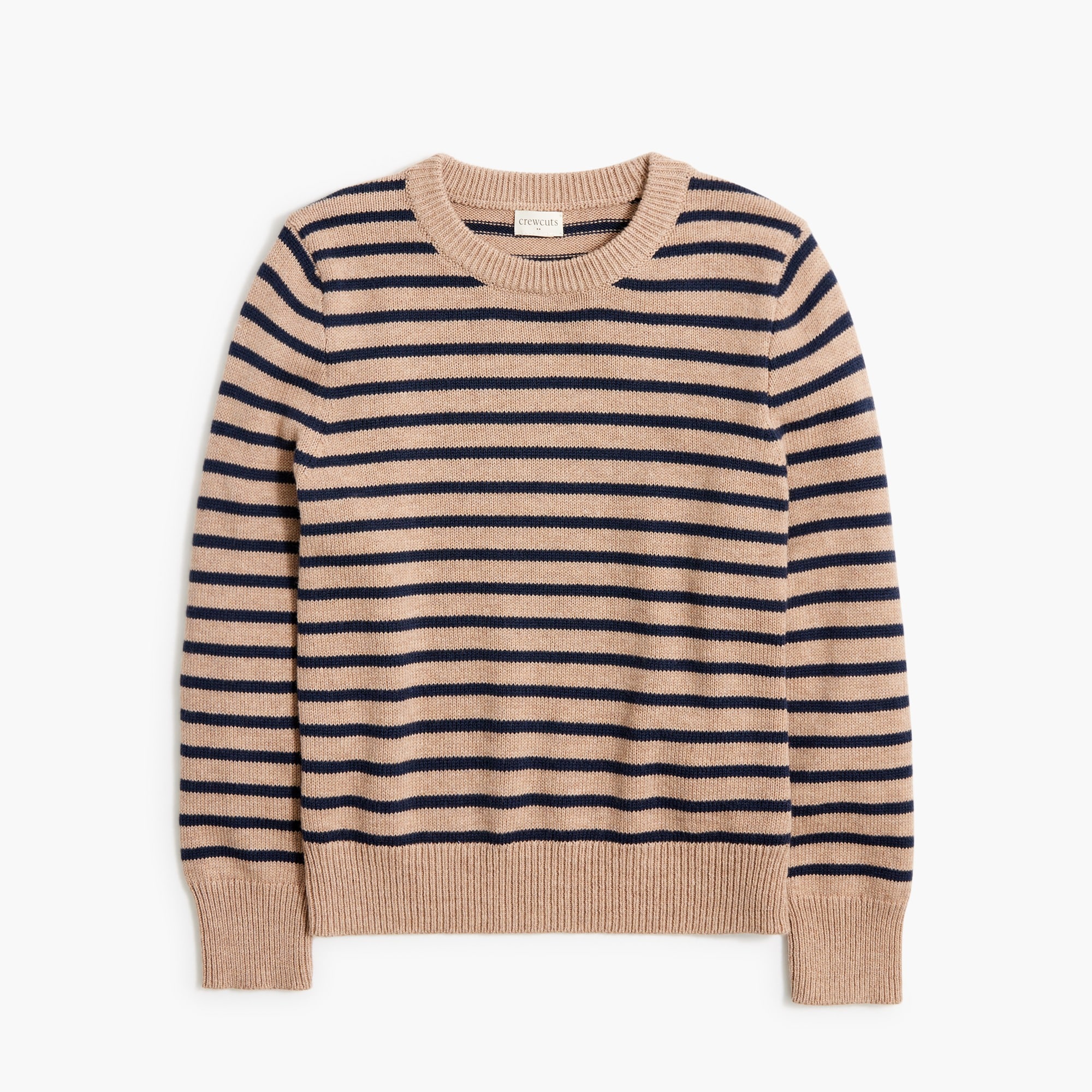 Boys' striped elbow-patch crewneck sweater