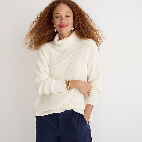 womens Ribbed cotton-cashmere relaxed turtleneck sweater