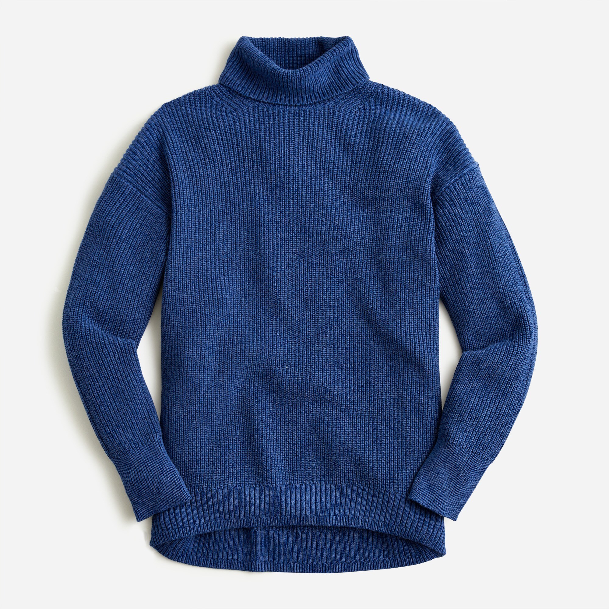 Ribbed cotton-blend relaxed turtleneck sweater