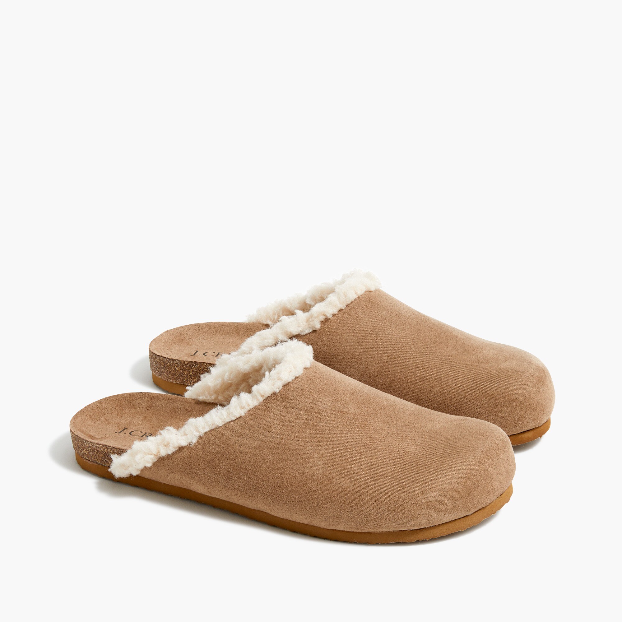 faux-suede clog slippers with sherpa lining for women