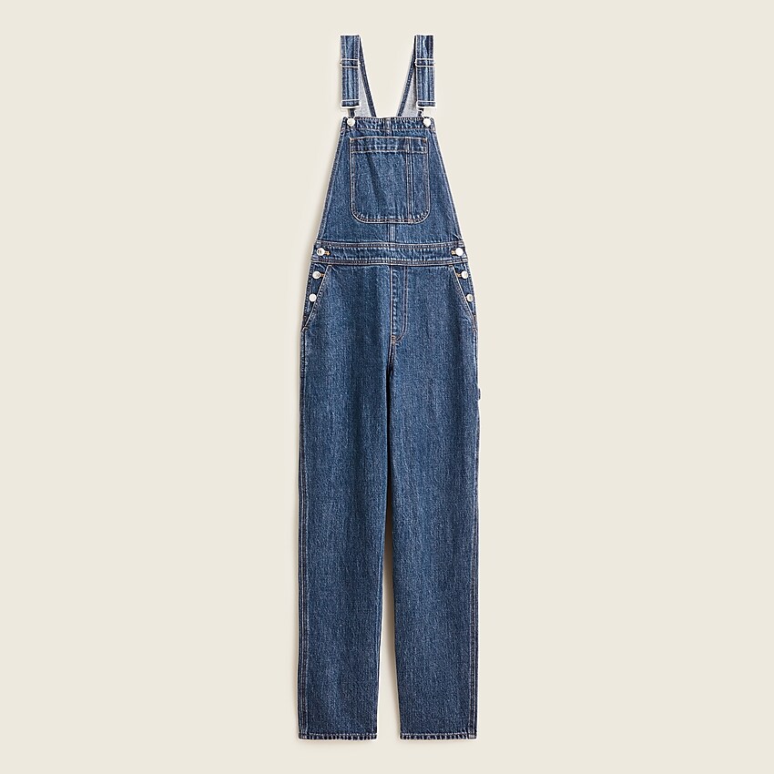 j.crew: slouchy boyfriend overall in hartwood wash for women, right side, view zoomed