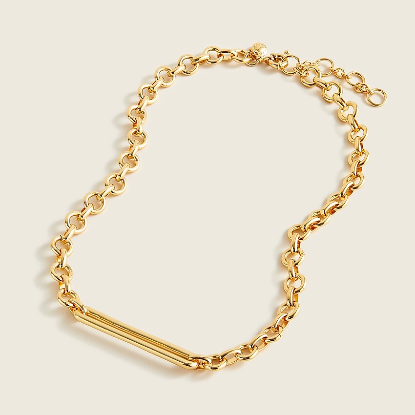 j.crew: chunky chain bar necklace for women, right side, view zoomed