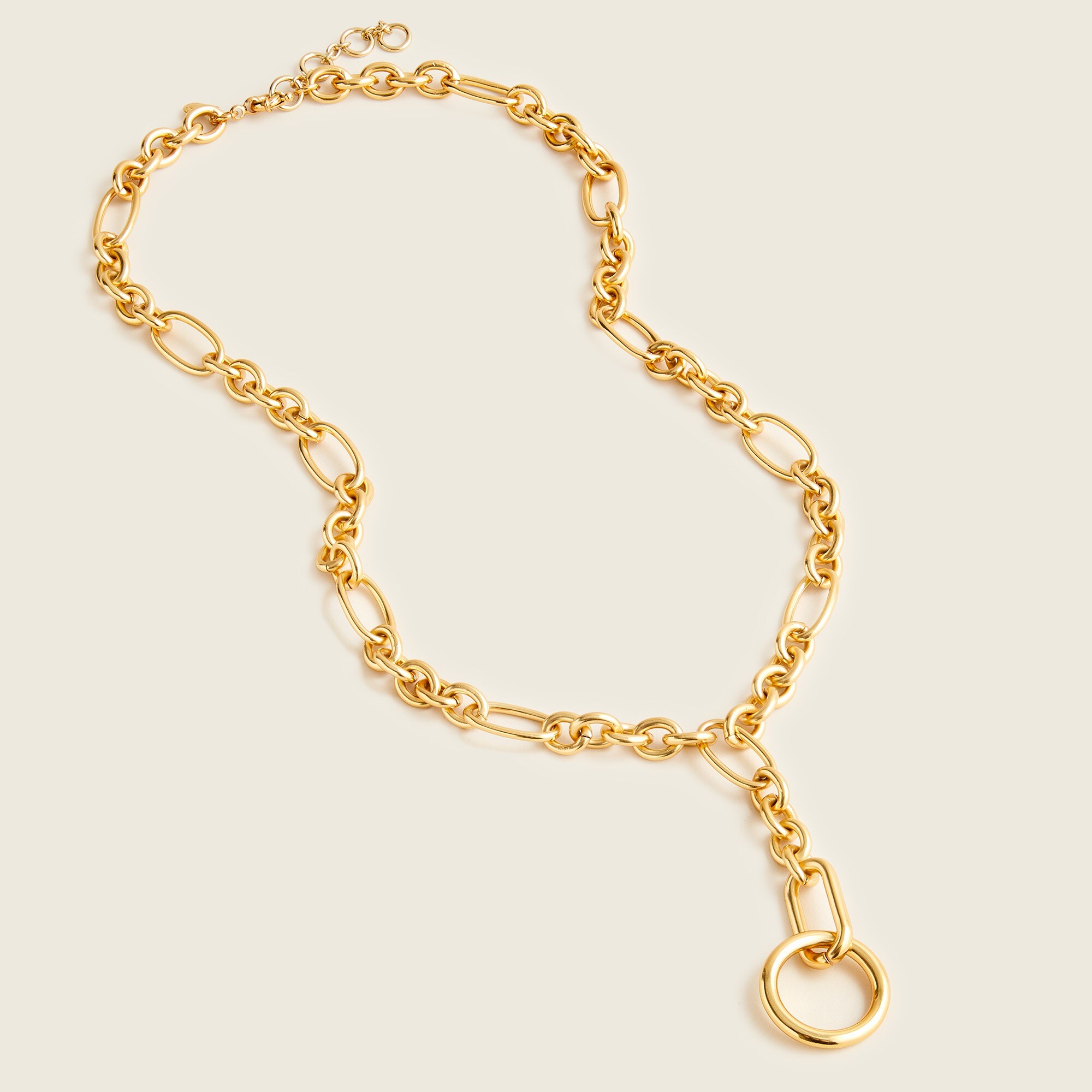 Mixed link lariat chain necklace