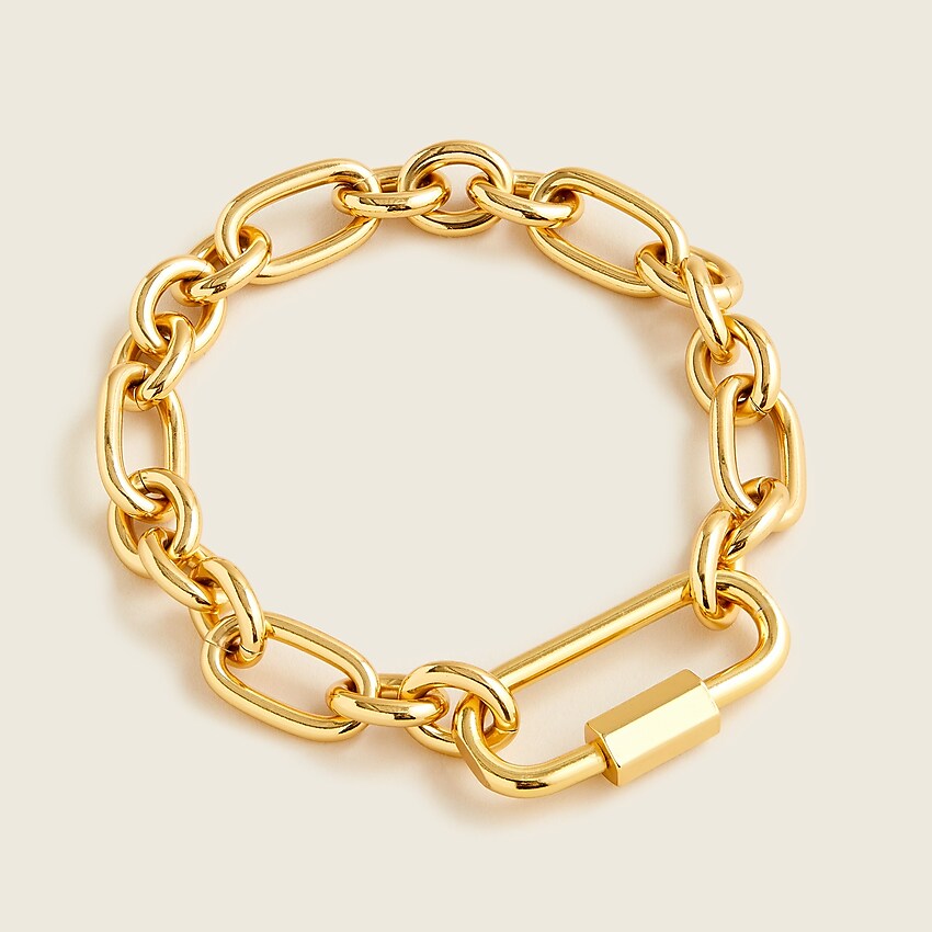 j.crew: mixed-link carabiner clasp bracelet for women, right side, view zoomed