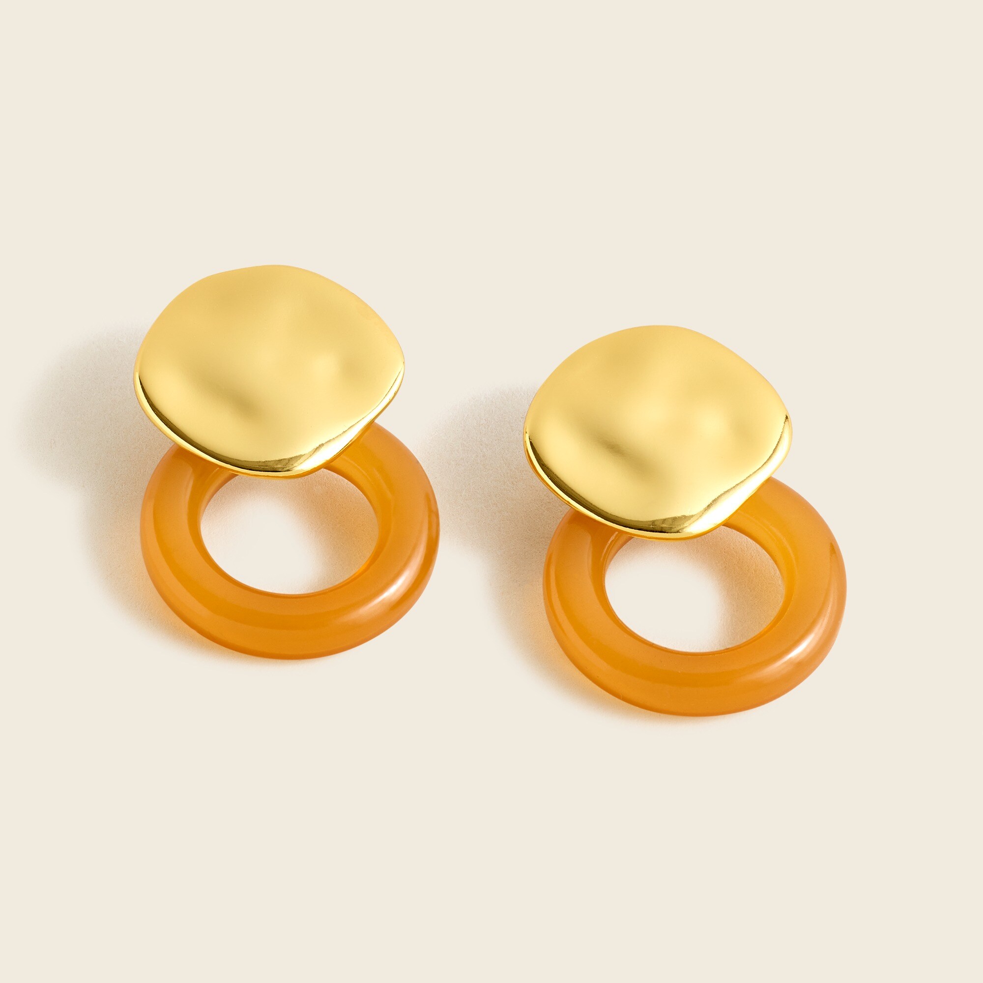 Hammered coin and acetate drop earrings