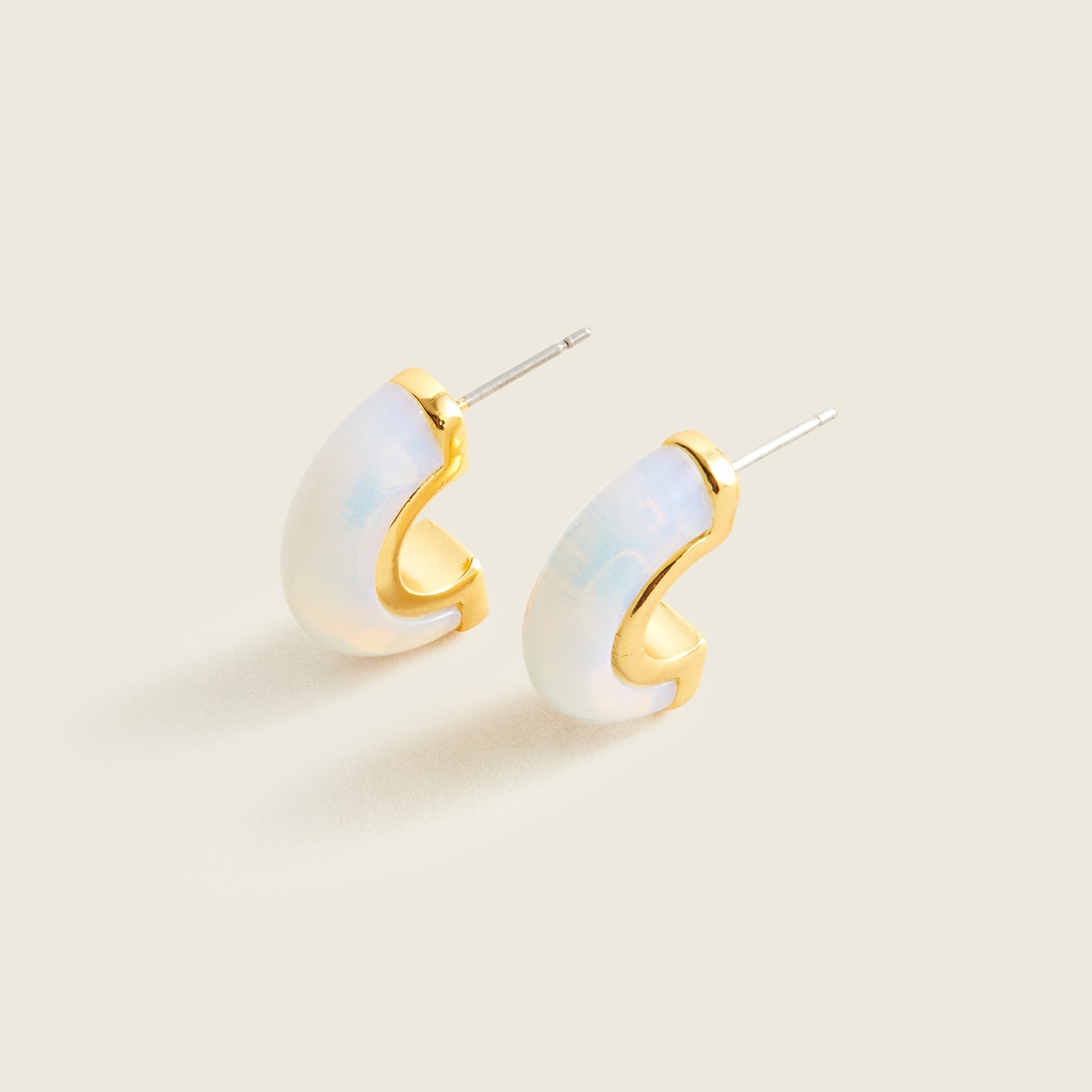 Stone inlay half-hoop earrings