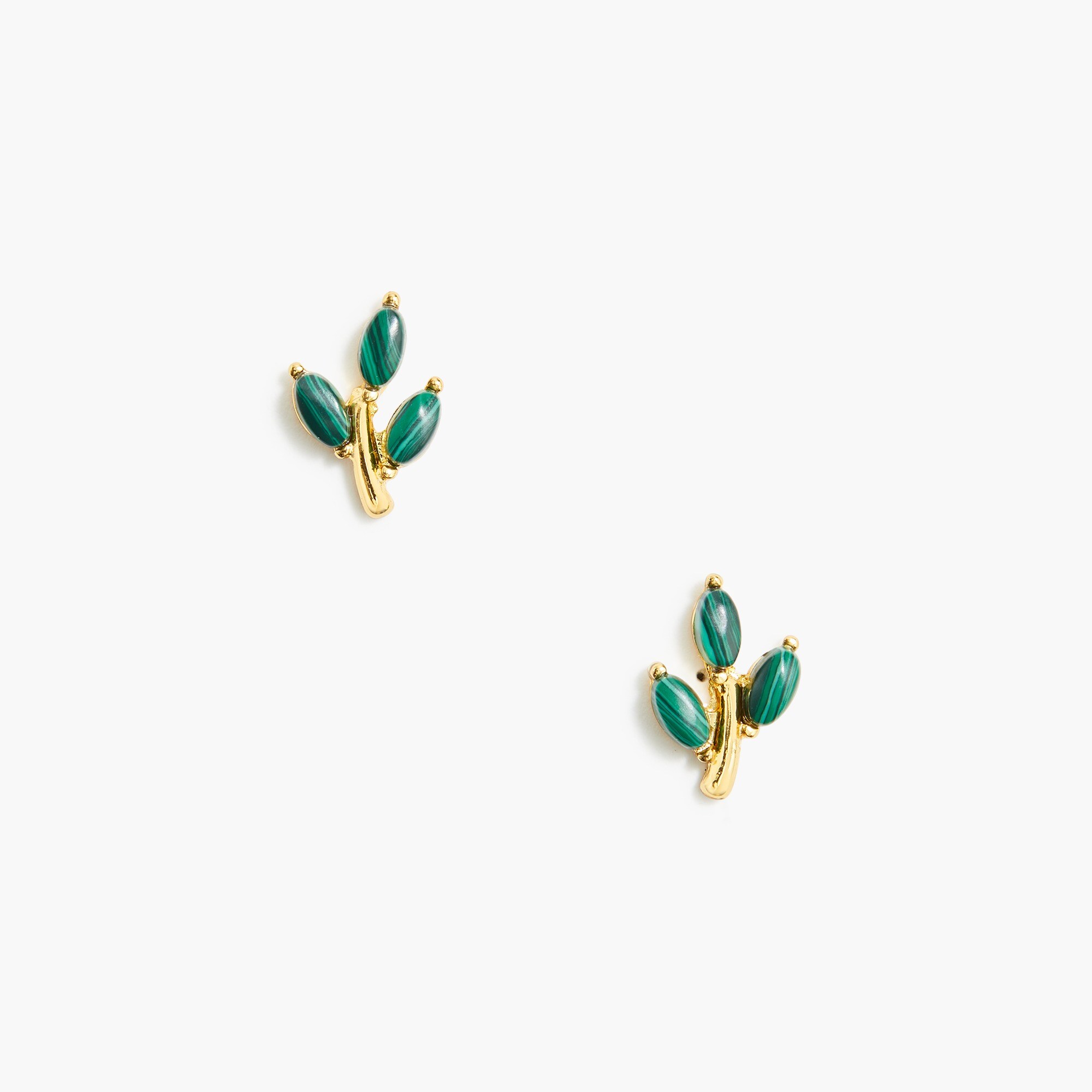 Semi-precious stone leaf stud earrings