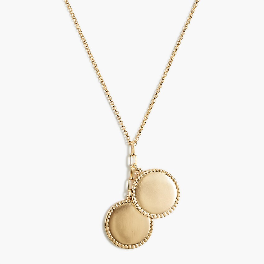 factory: gold coin necklace for women, right side, view zoomed