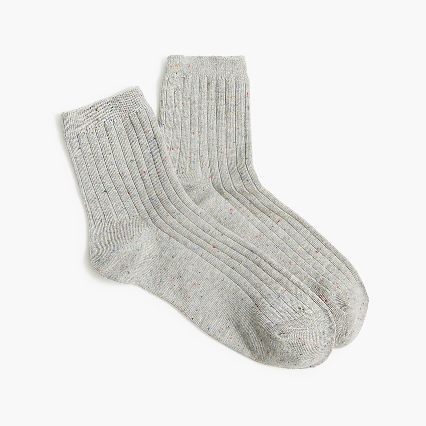 factory: color fleck ribbed bootie socks for women, right side, view zoomed