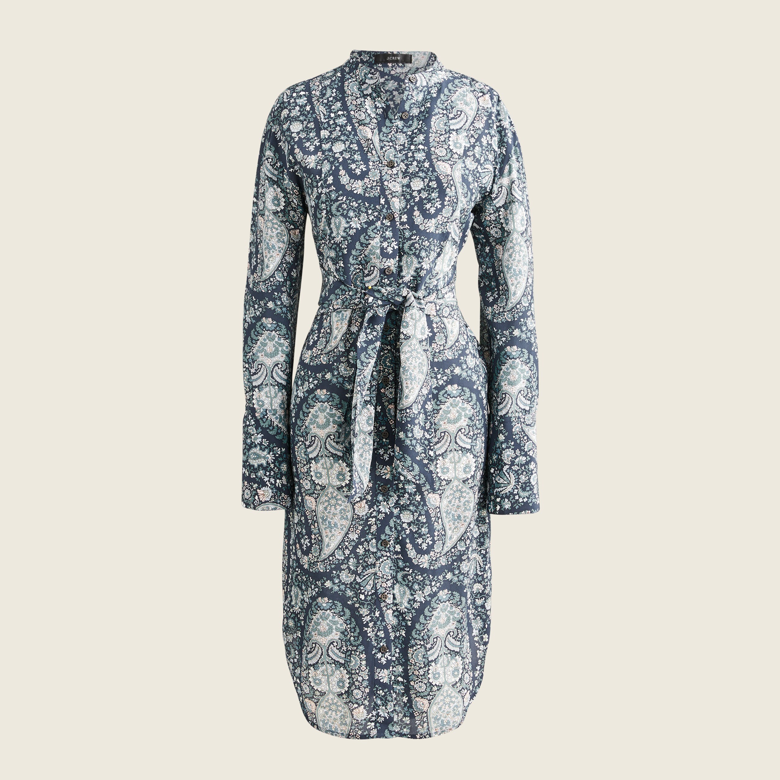 Tie-front Silk Shirt-dress In Oversized Paisley For Women