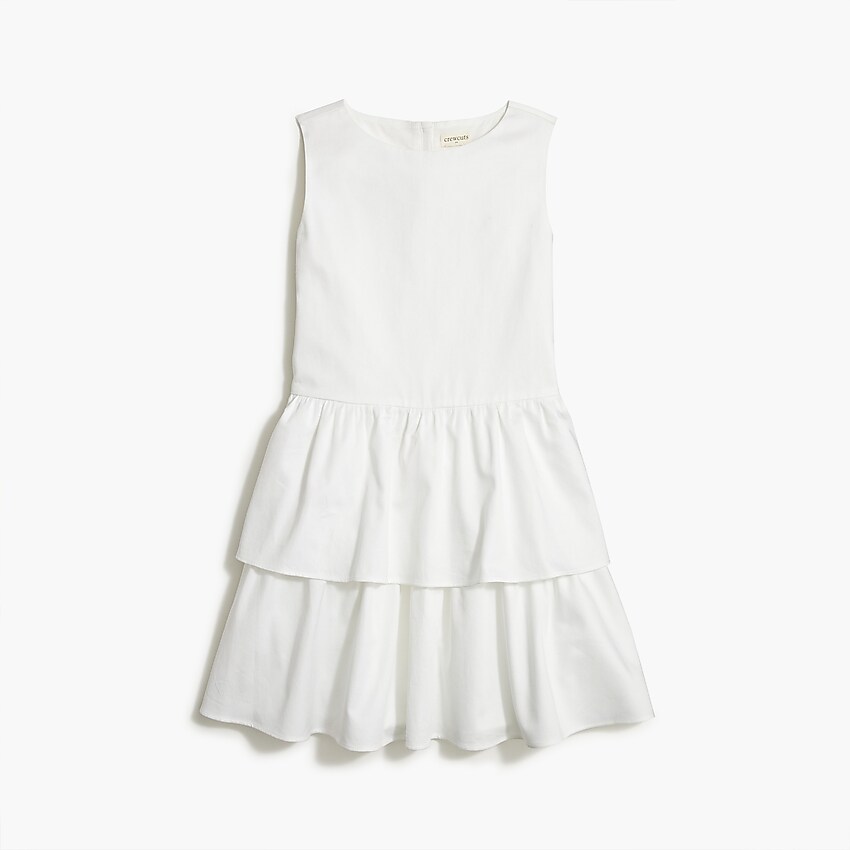 factory: girls' sateen tiered dress for girls, right side, view zoomed
