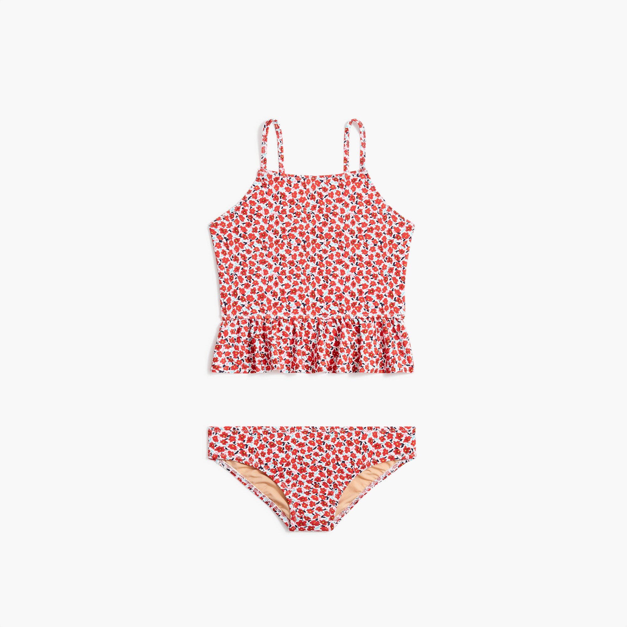 Girls' floral ruffle tankini