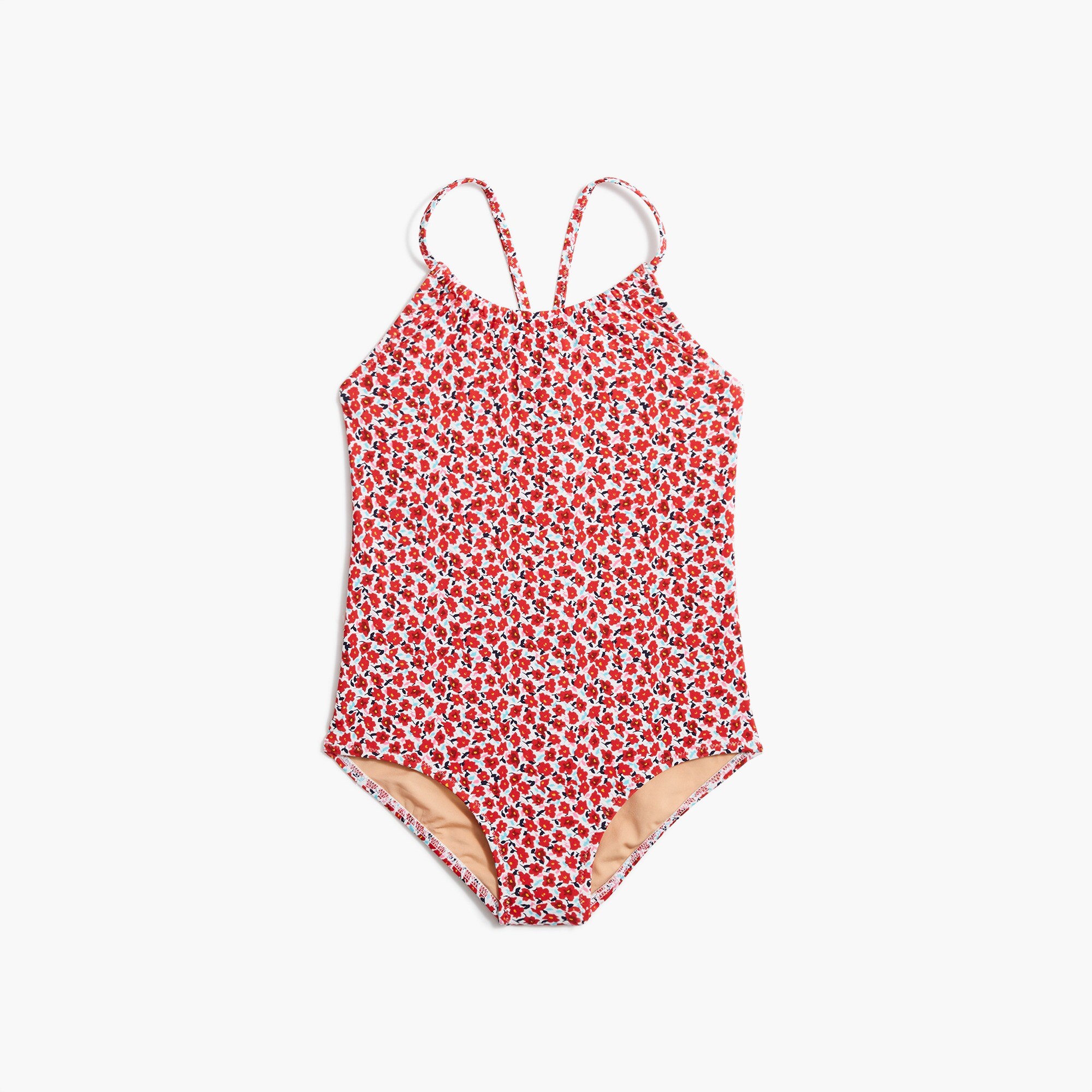 Girls' floral one-piece swimsuit