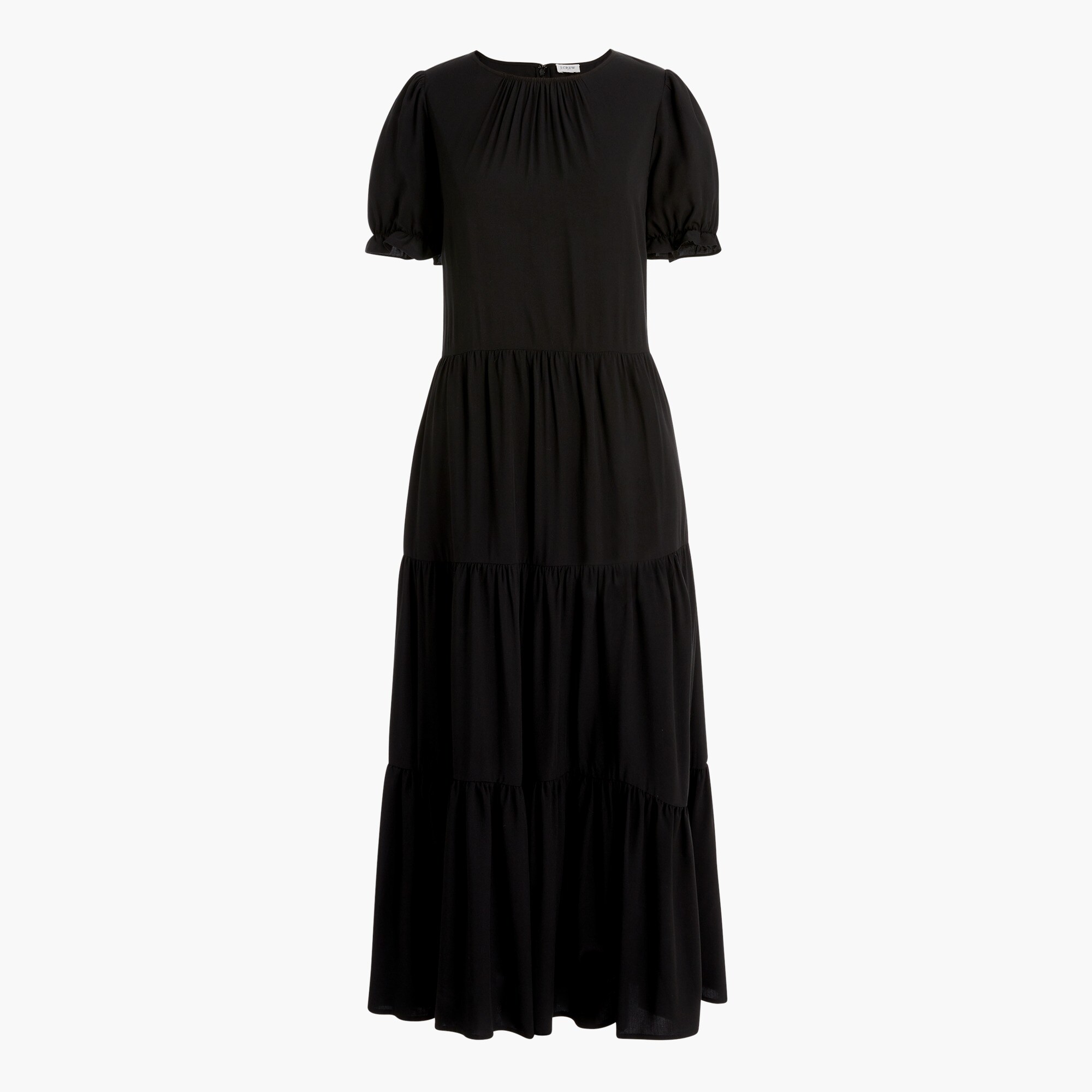 Factory: Puff-sleeve Tiered Midi Dress For Women