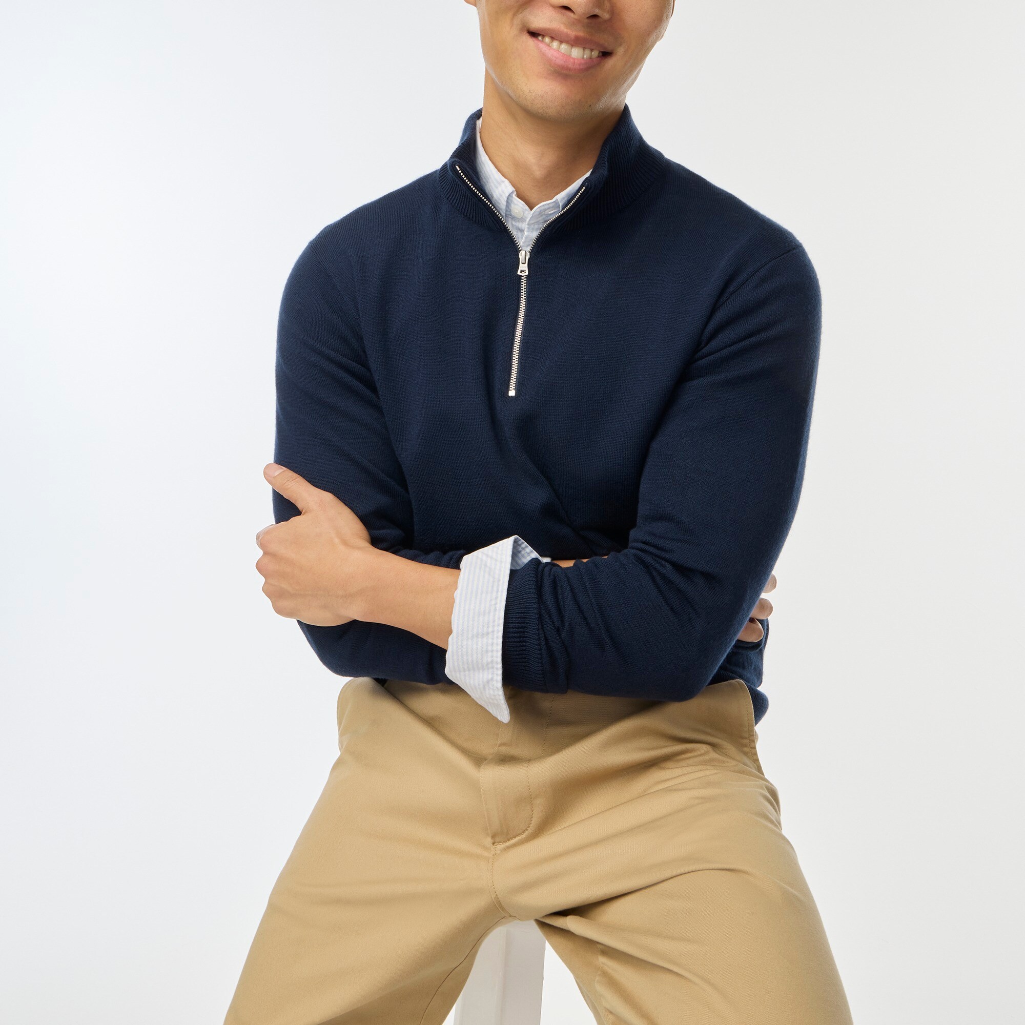 mens Machine-washable merino wool-blend half-zip sweater