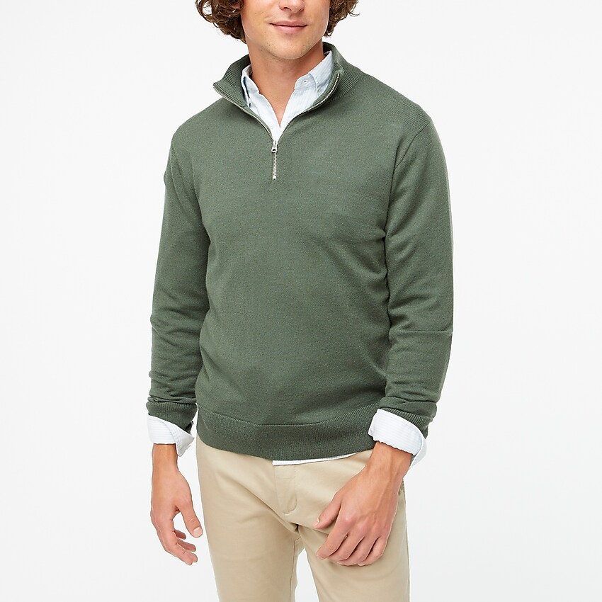factory: merino wool-blend half-zip sweater for men, right side, view zoomed
