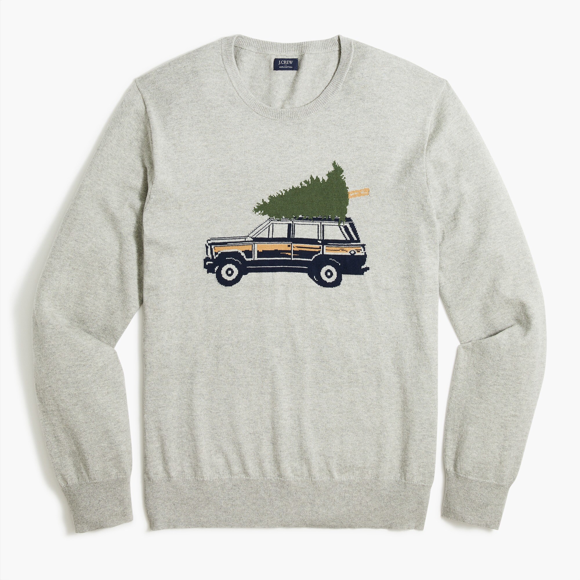 cotton truck and tree sweater for men