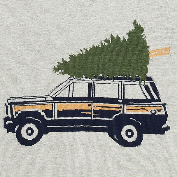 Cotton truck and tree sweater HTHR GREY NAVY factory: cotton truck and tree sweater for men