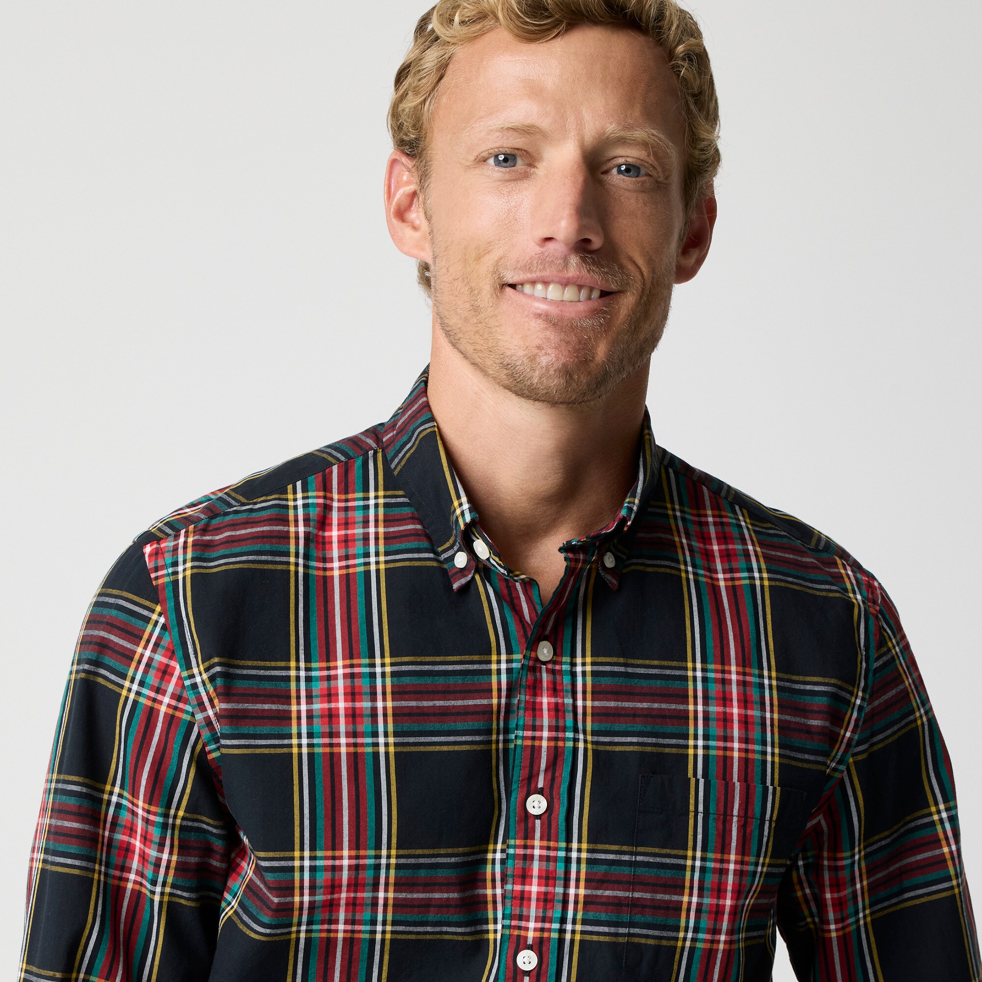 Stewart tartan slim flex casual shirt